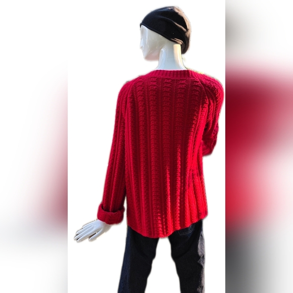 Jones New York Vibrant Red Knit 100 % Cotton Sweater. XL Womens - Picture 2 of 11